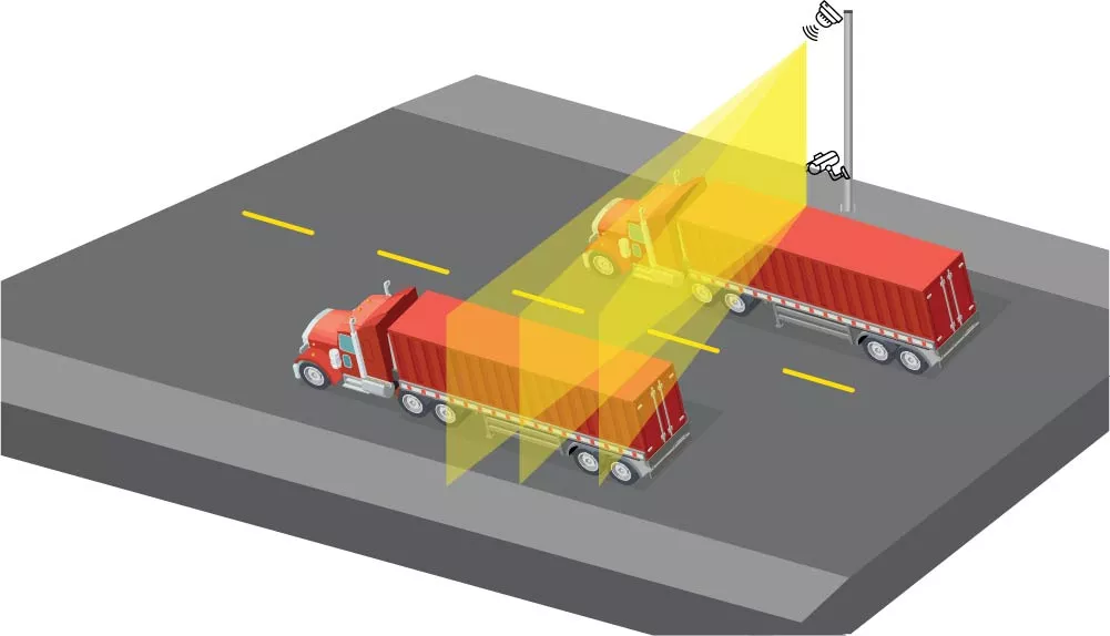 Trucks passing through a sensor